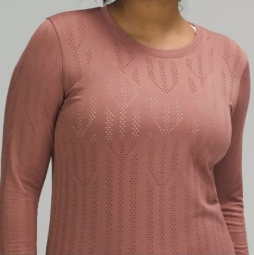 Lululemon Swiftly Breathe "Spiced Chai" Long Sleeve Laser Cut Shirt - Size 4